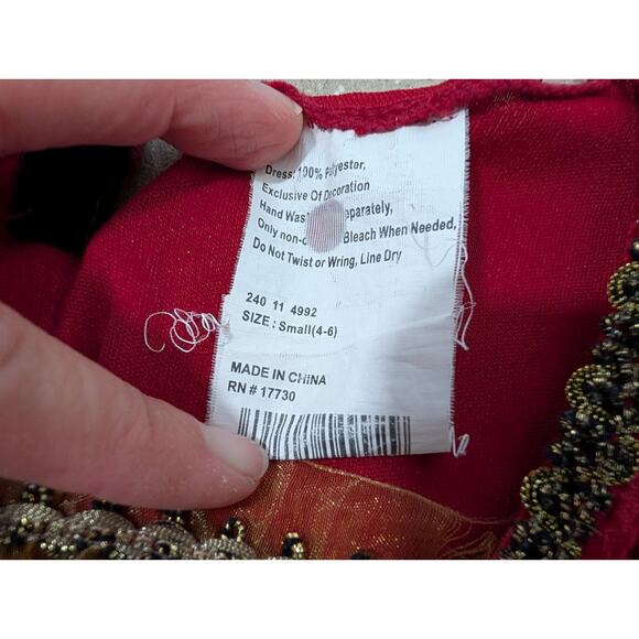 Medieval Queen Princess Renaissance Dress Small 4-6 Red Gold Cosplay Festival - Picture 4 of 4